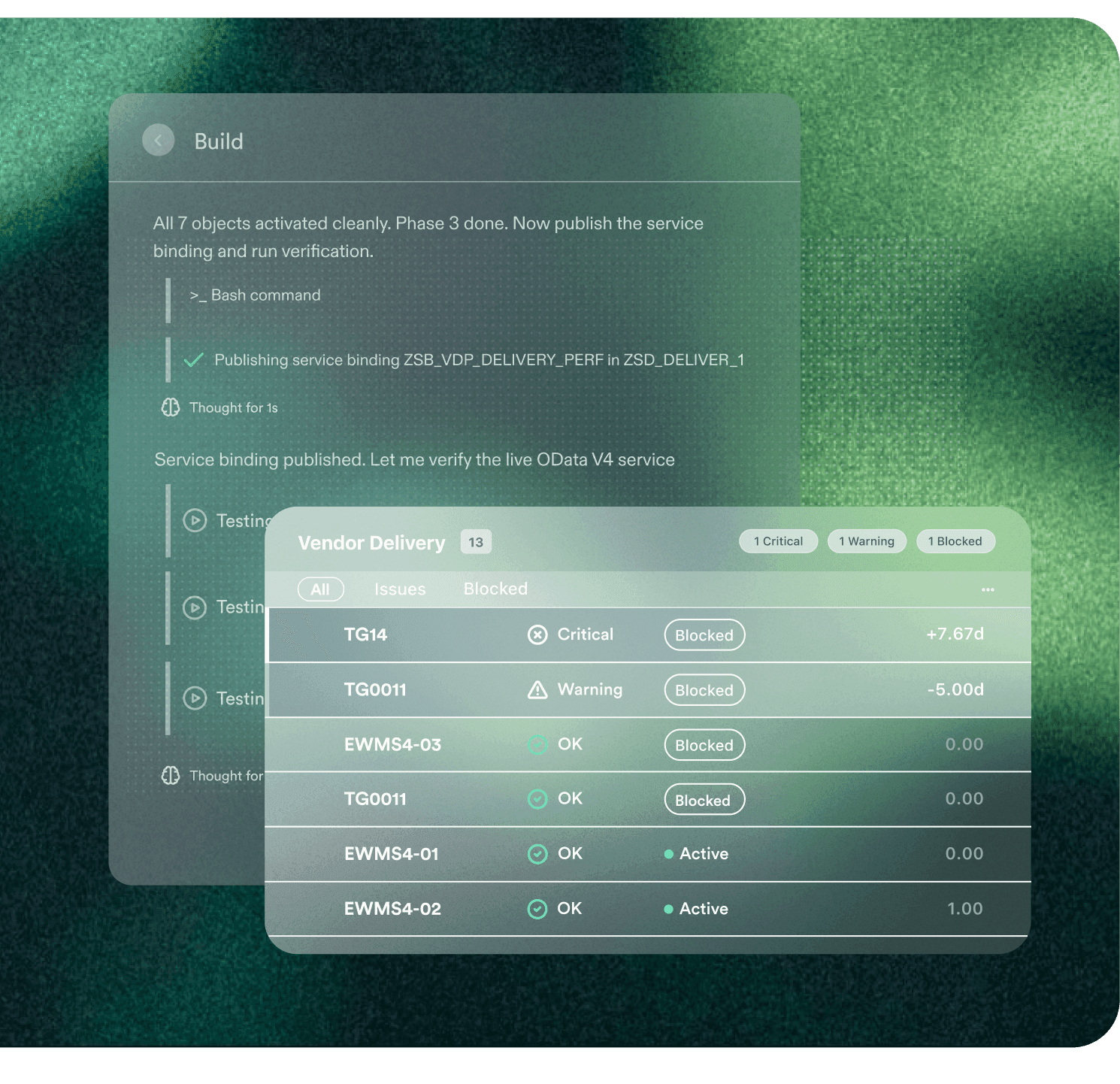 Nova Build product interface